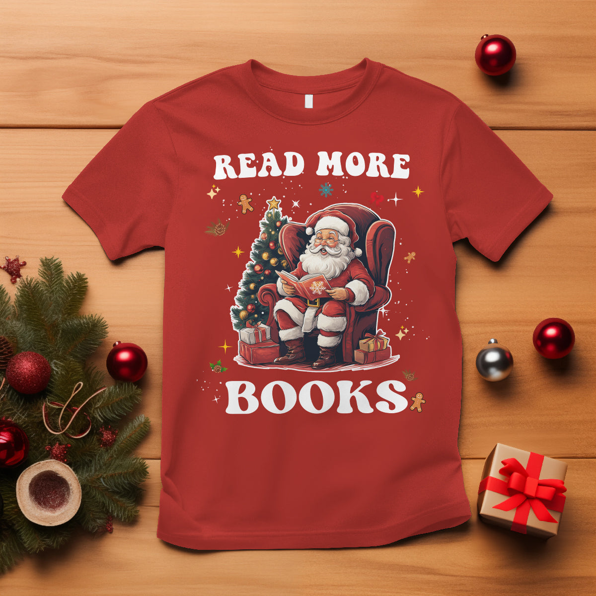 reading-santa-t-shirt-read-more-books-funny-christmas-teacher-student-book-lovers