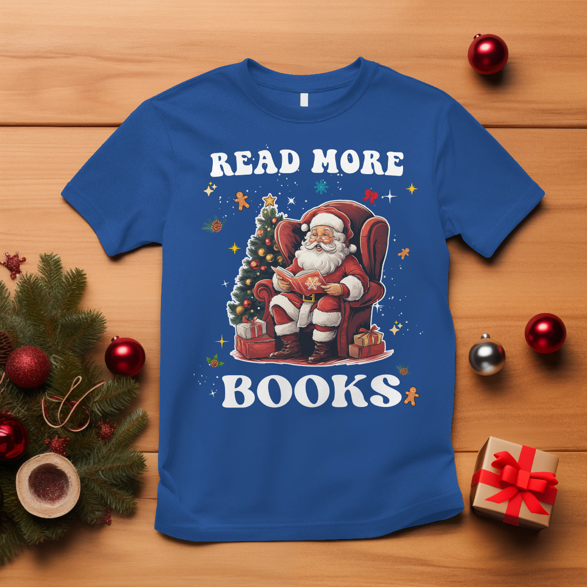 reading-santa-t-shirt-read-more-books-funny-christmas-teacher-student-book-lovers