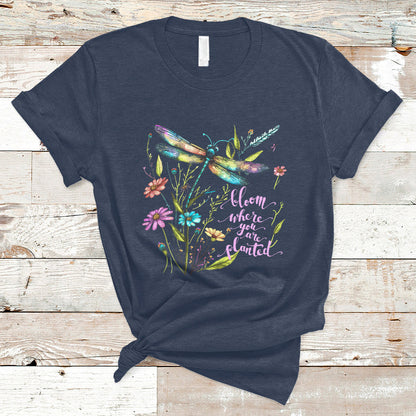 bloom-where-you-are-planted-inspirational-quote-dragonfly-t-shirt-floral-tee-dragonfly-gift-insect-lover-shirt-springtime-shirt-t-shirt-ts02
