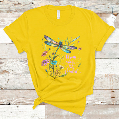 bloom-where-you-are-planted-inspirational-quote-dragonfly-t-shirt-floral-tee-dragonfly-gift-insect-lover-shirt-springtime-shirt-t-shirt-ts02
