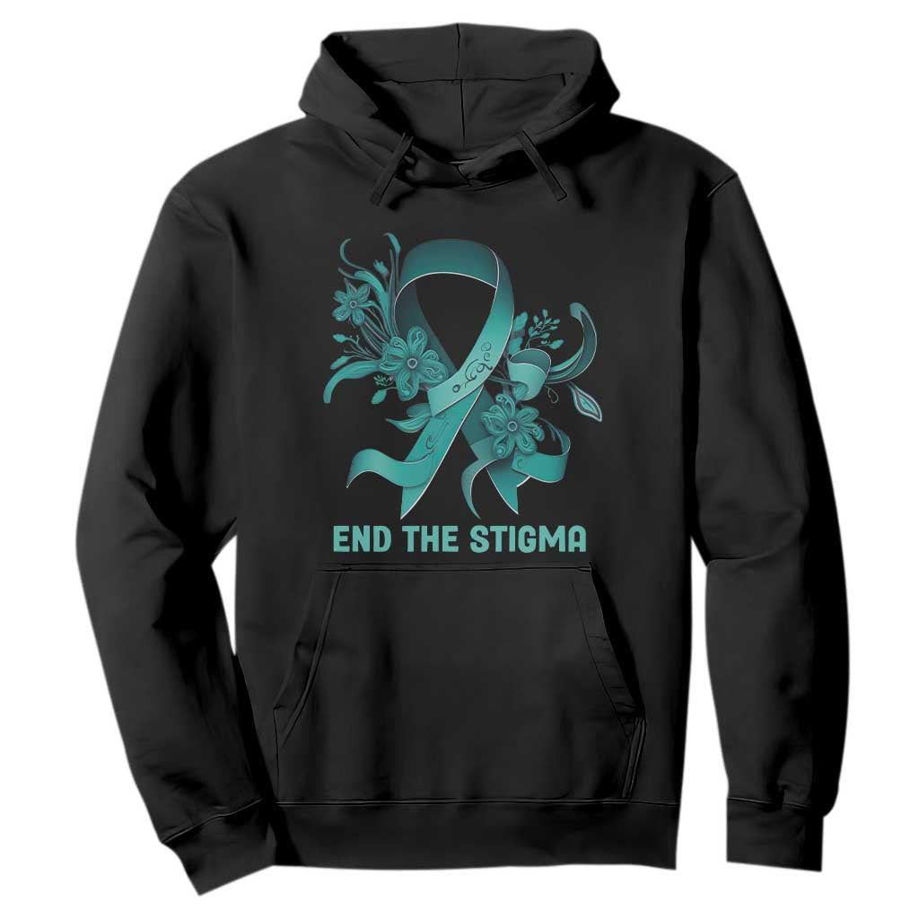 Sexual Assault Prevention Support Hoodie End The Stigma Teal Floral Ribbon