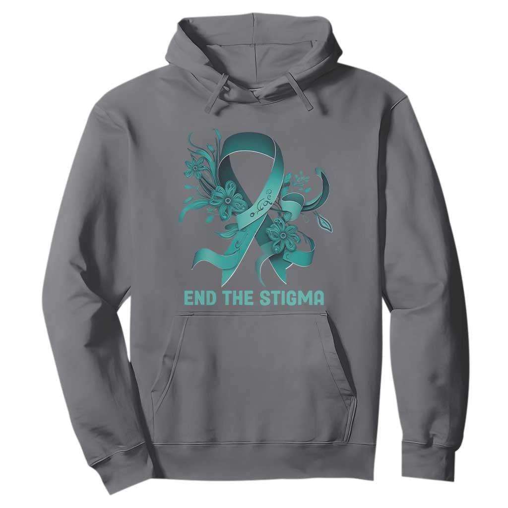 Sexual Assault Prevention Support Hoodie End The Stigma Teal Floral Ribbon