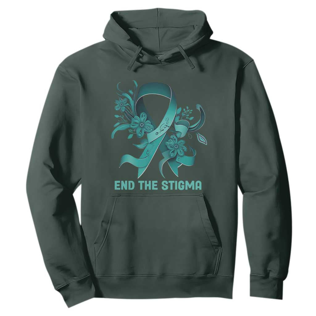 Sexual Assault Prevention Support Hoodie End The Stigma Teal Floral Ribbon