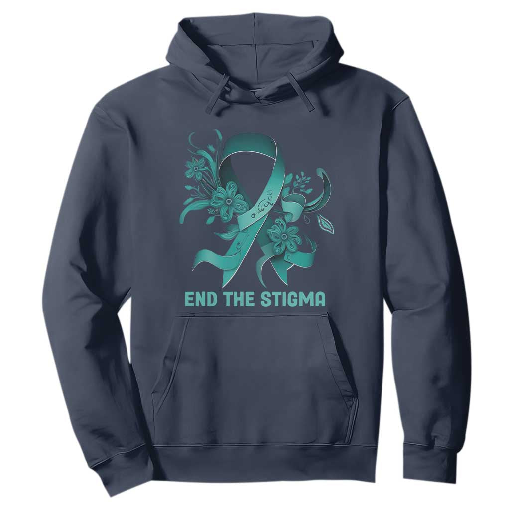 Sexual Assault Prevention Support Hoodie End The Stigma Teal Floral Ribbon