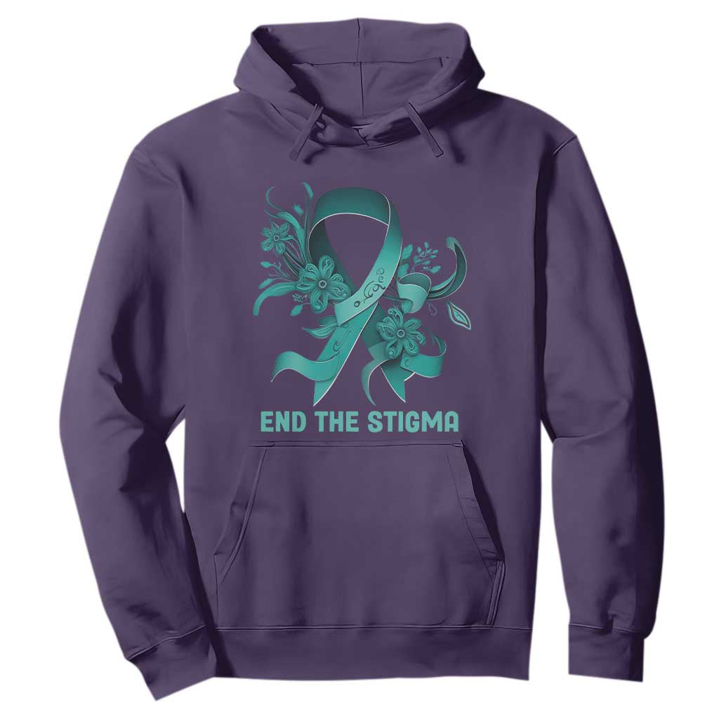 Sexual Assault Prevention Support Hoodie End The Stigma Teal Floral Ribbon