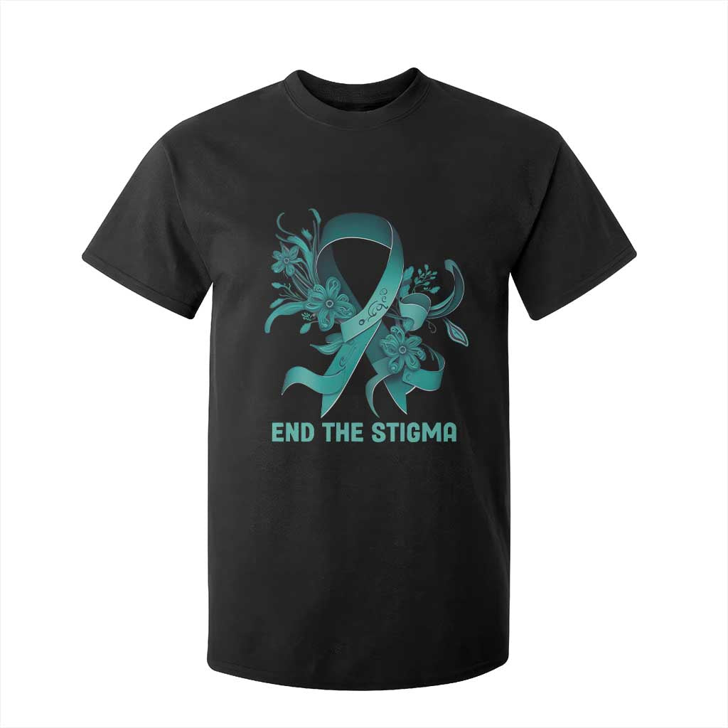 Sexual Assault Prevention Support T Shirt For Kid End The Stigma Teal Floral Ribbon