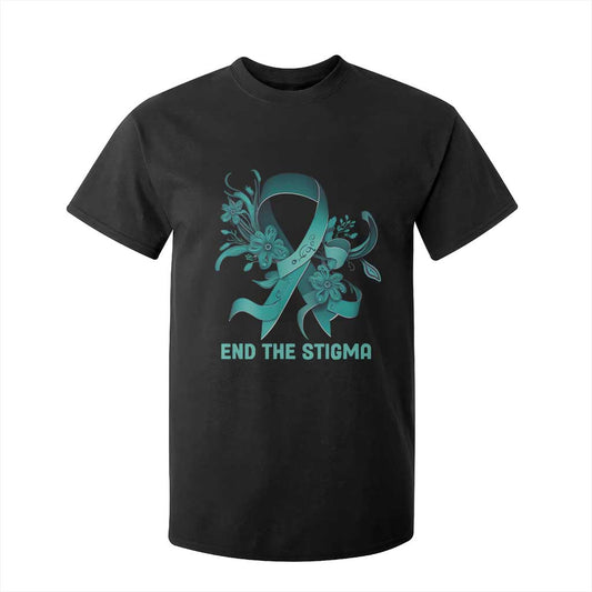 Sexual Assault Prevention Support T Shirt For Kid End The Stigma Teal Floral Ribbon