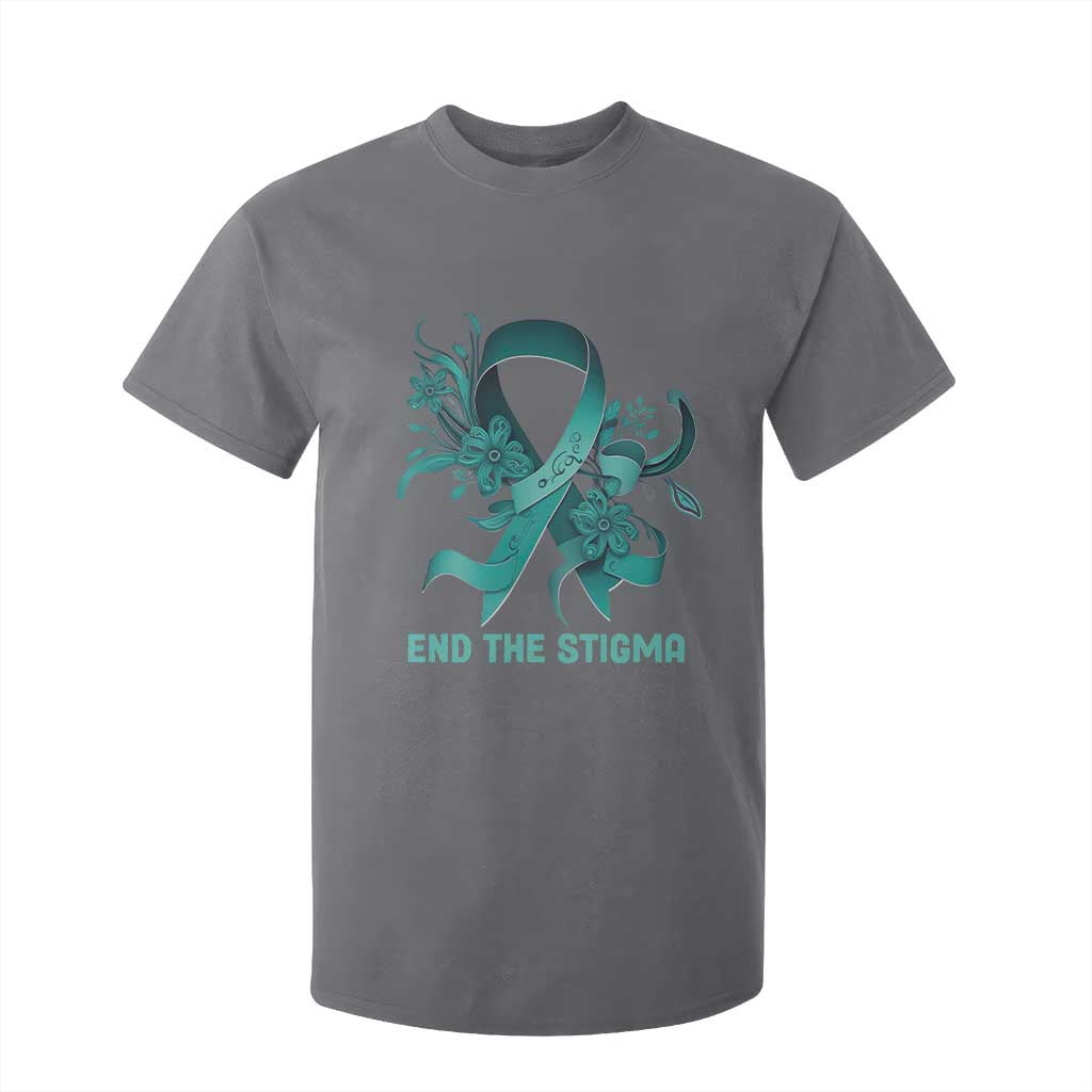 Sexual Assault Prevention Support T Shirt For Kid End The Stigma Teal Floral Ribbon