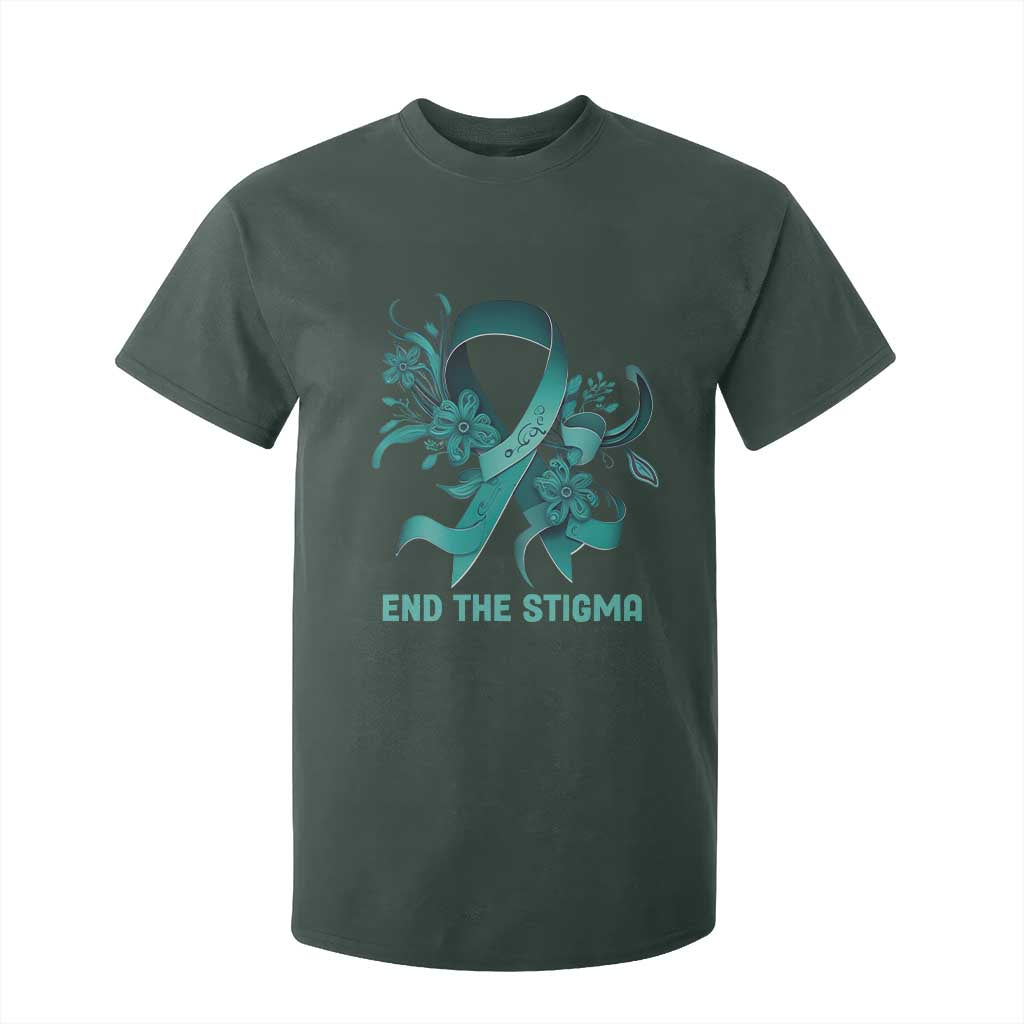 Sexual Assault Prevention Support T Shirt For Kid End The Stigma Teal Floral Ribbon