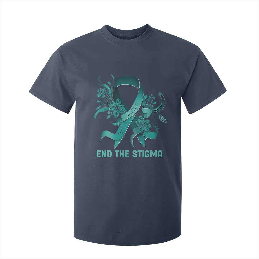 Sexual Assault Prevention Support T Shirt For Kid End The Stigma Teal Floral Ribbon