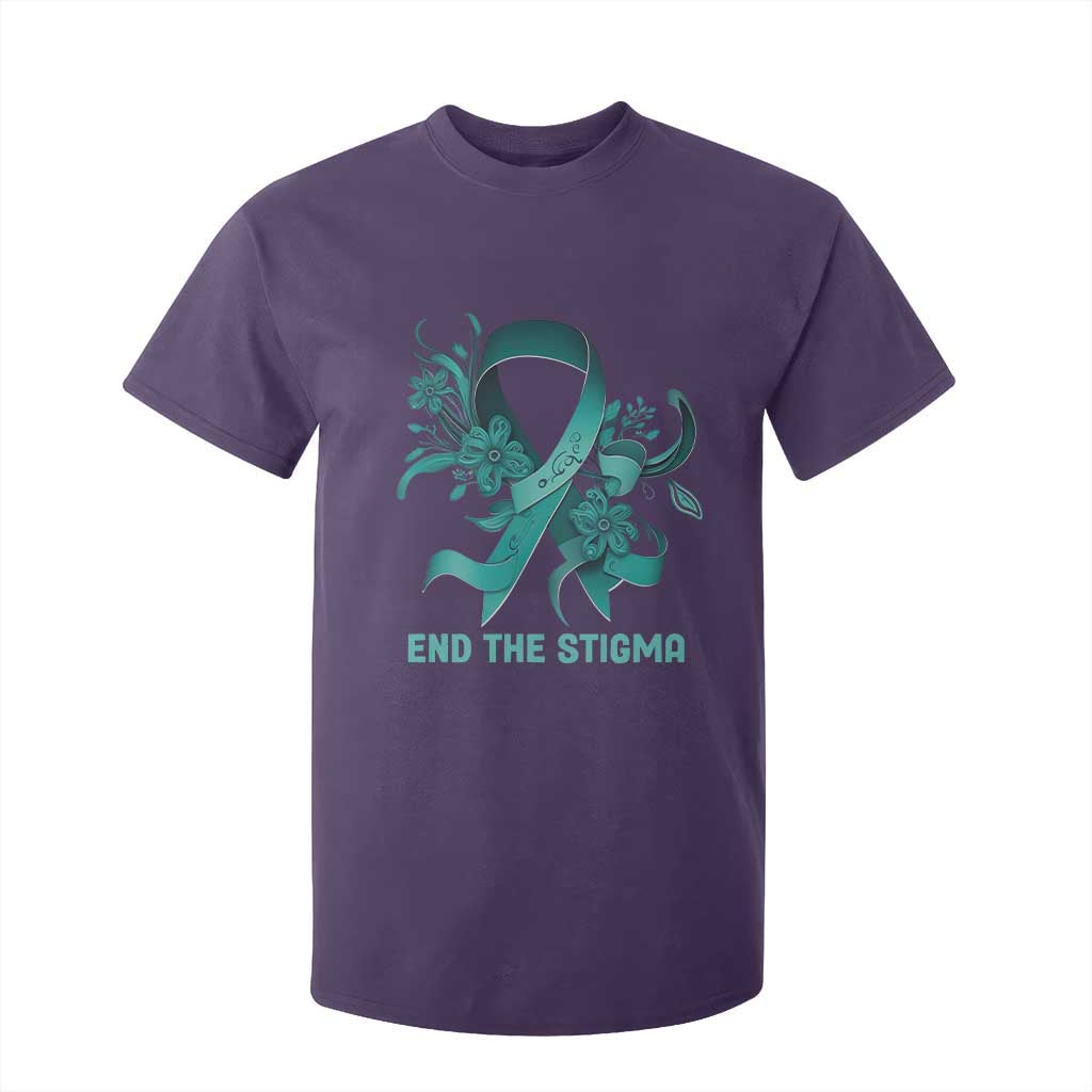 Sexual Assault Prevention Support T Shirt For Kid End The Stigma Teal Floral Ribbon