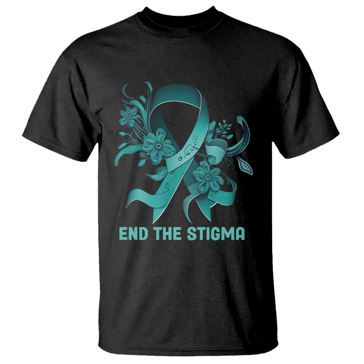 Sexual Assault Prevention Support T Shirt End The Stigma Teal Floral Ribbon