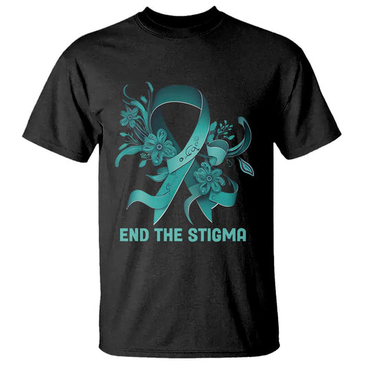 Sexual Assault Prevention Support T Shirt End The Stigma Teal Floral Ribbon