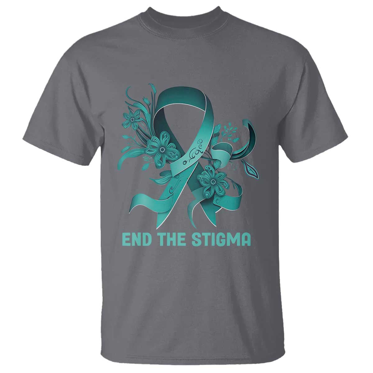 Sexual Assault Prevention Support T Shirt End The Stigma Teal Floral Ribbon