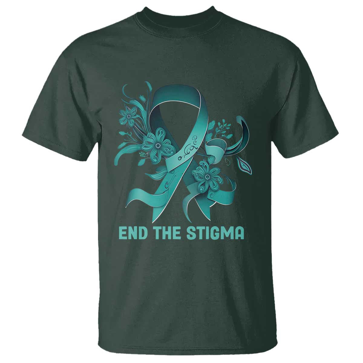 Sexual Assault Prevention Support T Shirt End The Stigma Teal Floral Ribbon