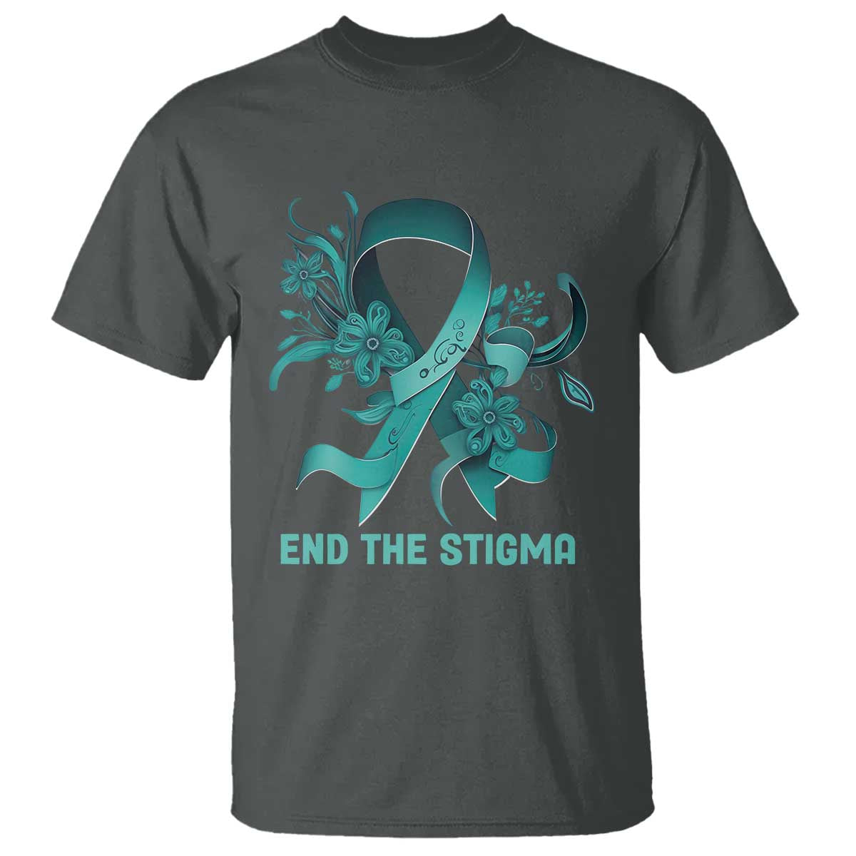 Sexual Assault Prevention Support T Shirt End The Stigma Teal Floral Ribbon