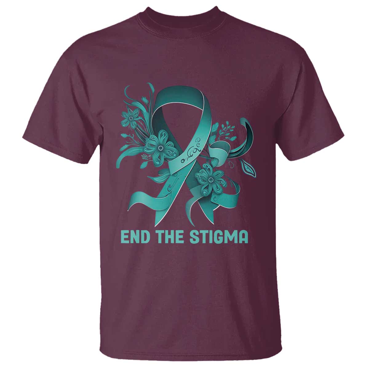 Sexual Assault Prevention Support T Shirt End The Stigma Teal Floral Ribbon