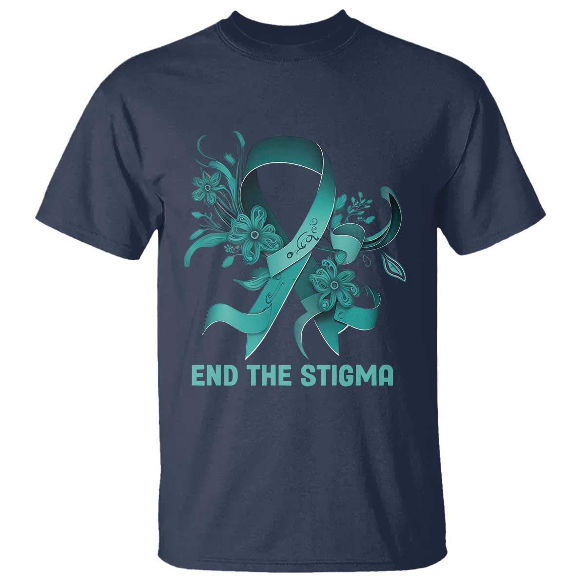 Sexual Assault Prevention Support T Shirt End The Stigma Teal Floral Ribbon