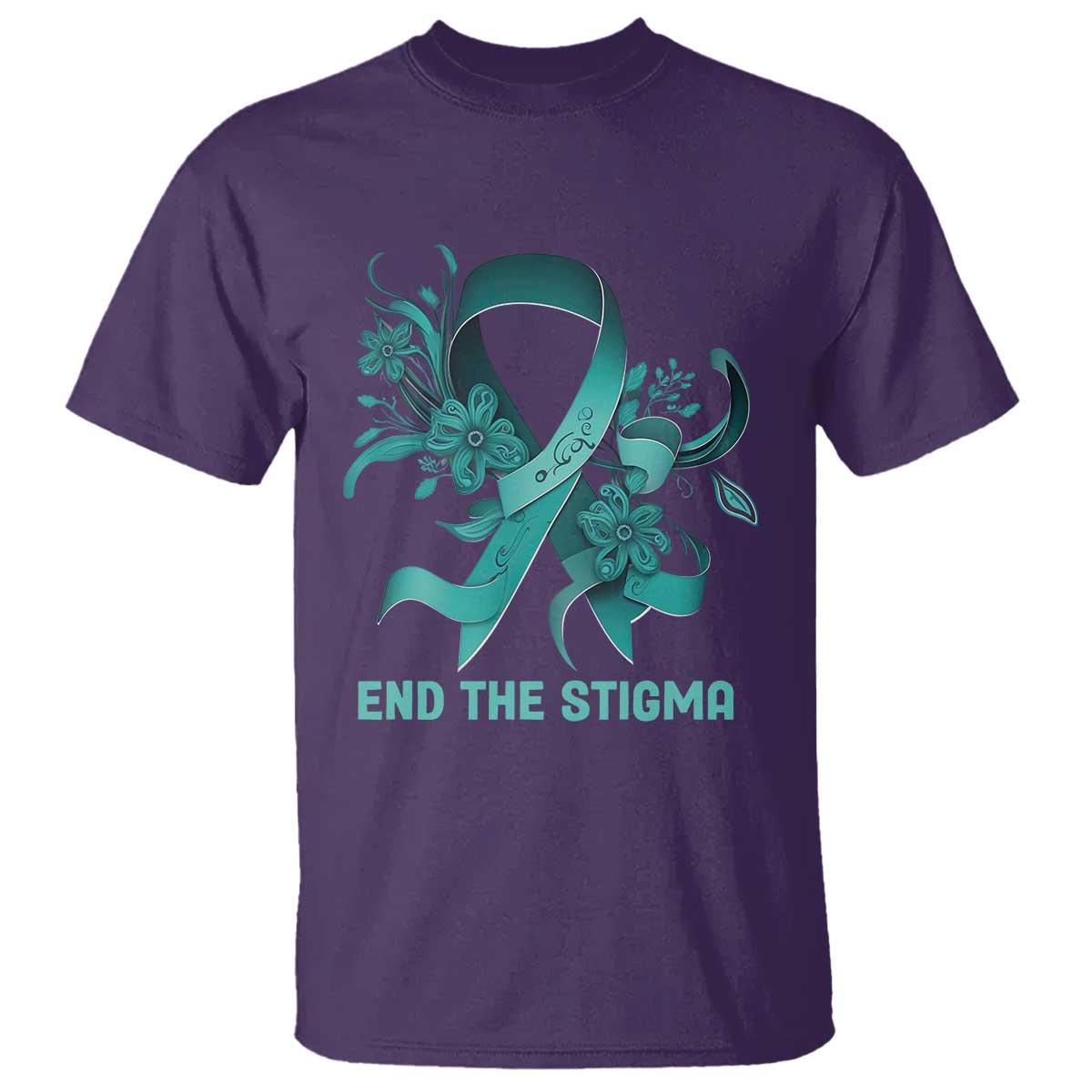 Sexual Assault Prevention Support T Shirt End The Stigma Teal Floral Ribbon