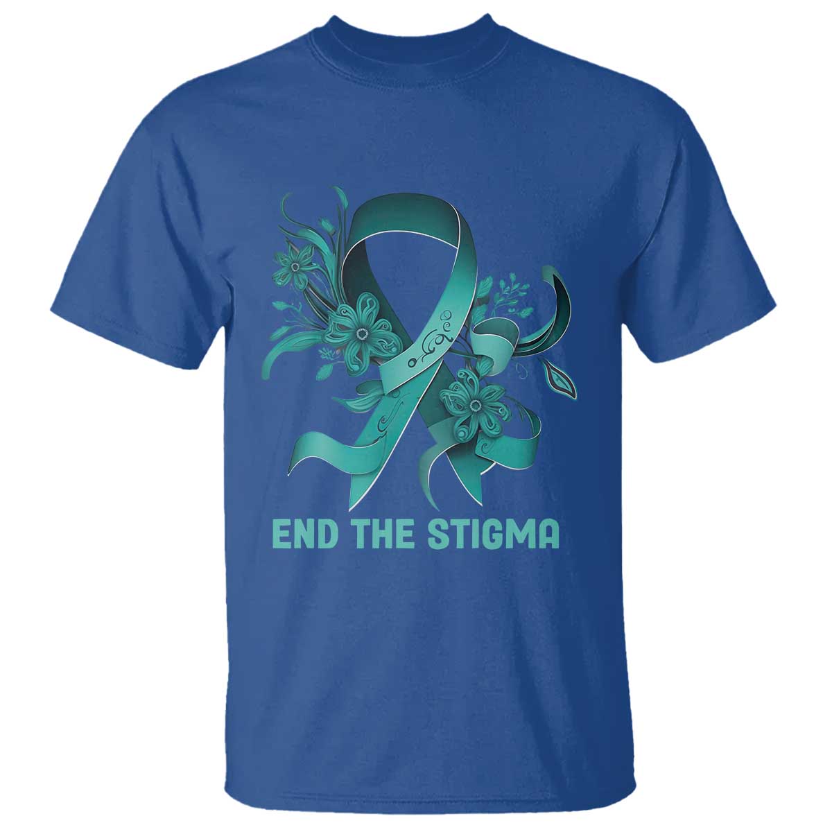 Sexual Assault Prevention Support T Shirt End The Stigma Teal Floral Ribbon