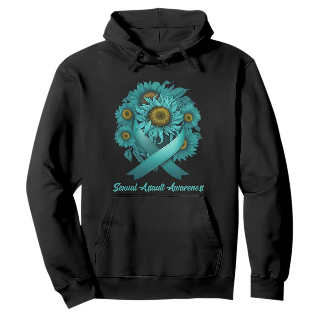 Sexual Assault Prevention Support Hoodie Teal Ribbon Sunflowers Warrior