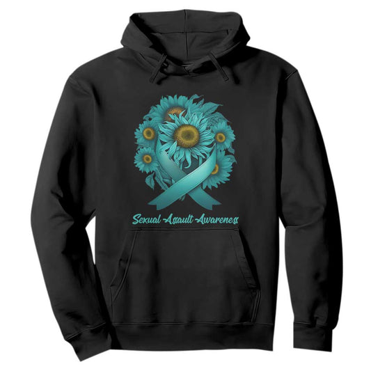 Sexual Assault Prevention Support Hoodie Teal Ribbon Sunflowers Warrior