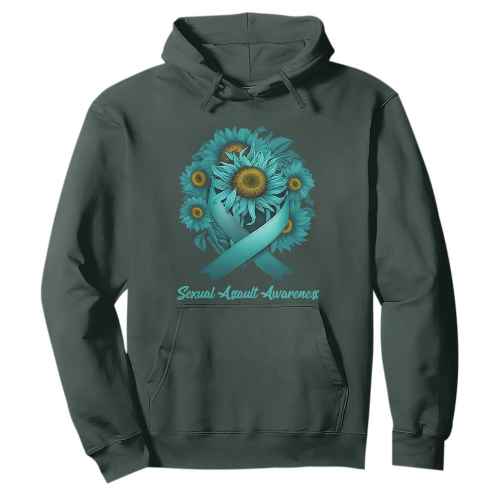 Sexual Assault Prevention Support Hoodie Teal Ribbon Sunflowers Warrior