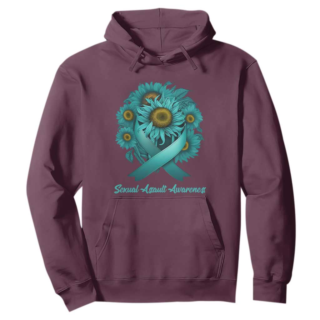 Sexual Assault Prevention Support Hoodie Teal Ribbon Sunflowers Warrior