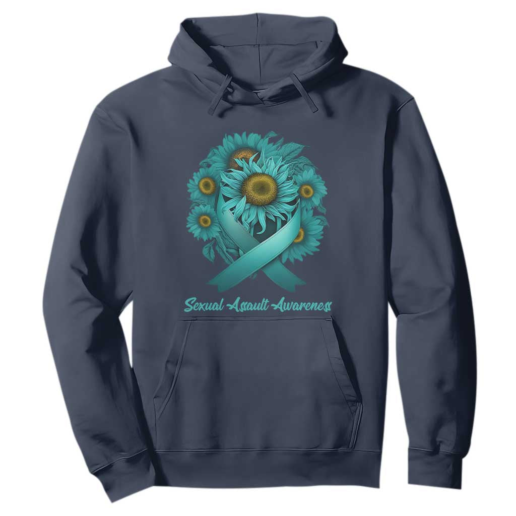 Sexual Assault Prevention Support Hoodie Teal Ribbon Sunflowers Warrior