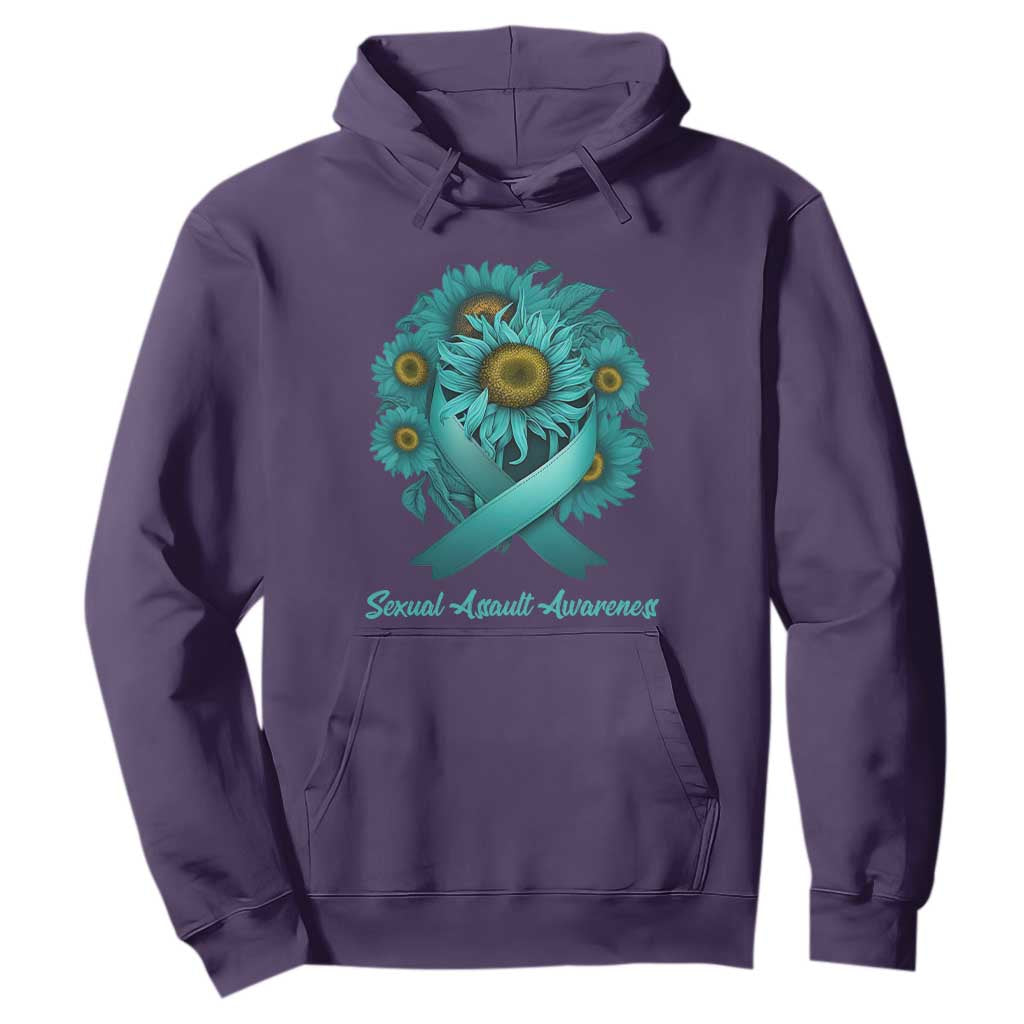 Sexual Assault Prevention Support Hoodie Teal Ribbon Sunflowers Warrior