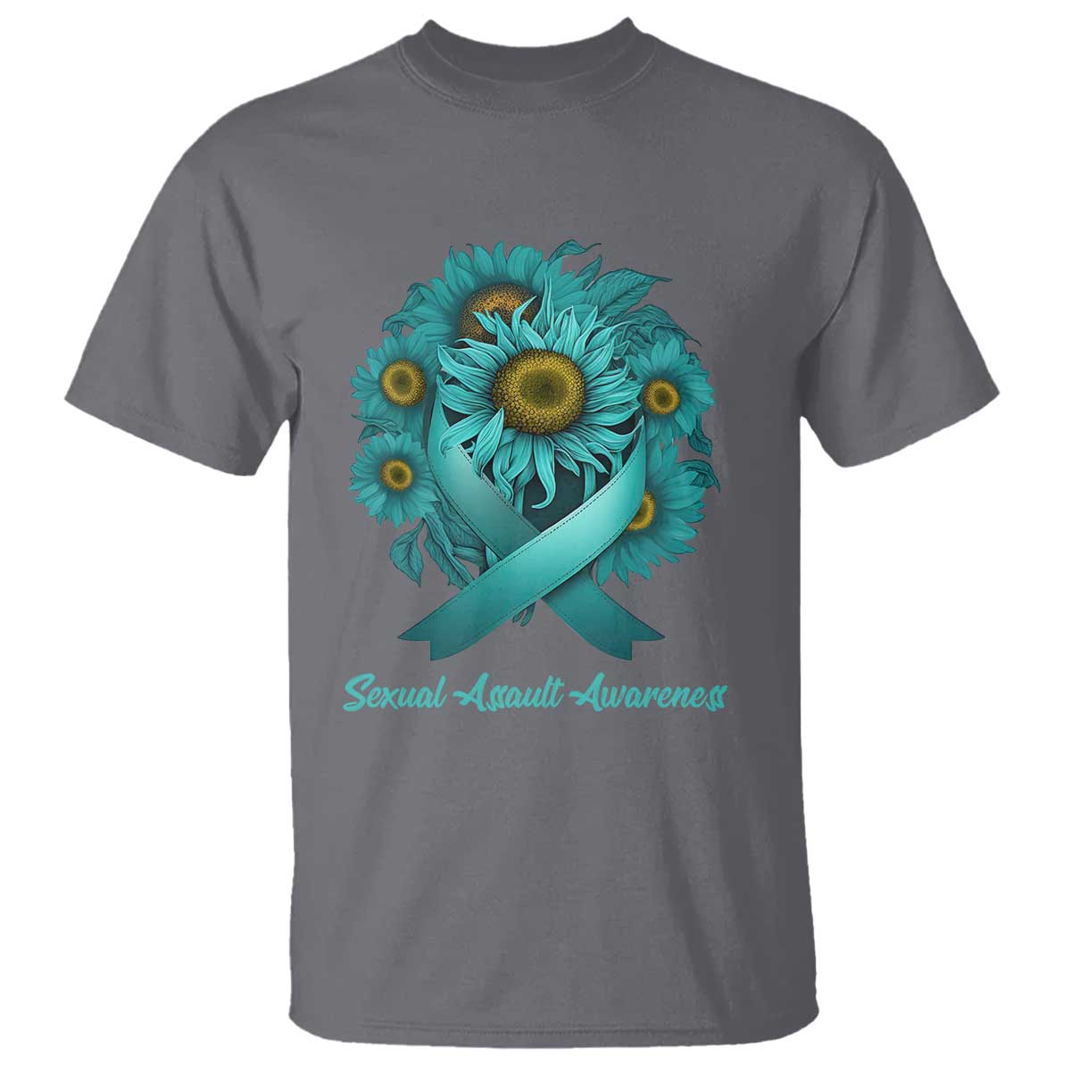 Sexual Assault Prevention Support T Shirt Teal Ribbon Sunflowers Warrior