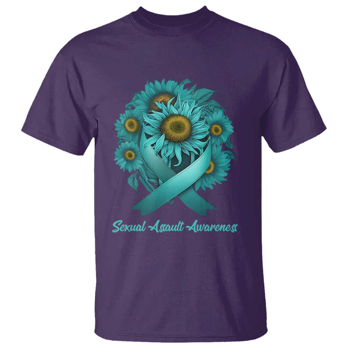 Sexual Assault Prevention Support T Shirt Teal Ribbon Sunflowers Warrior