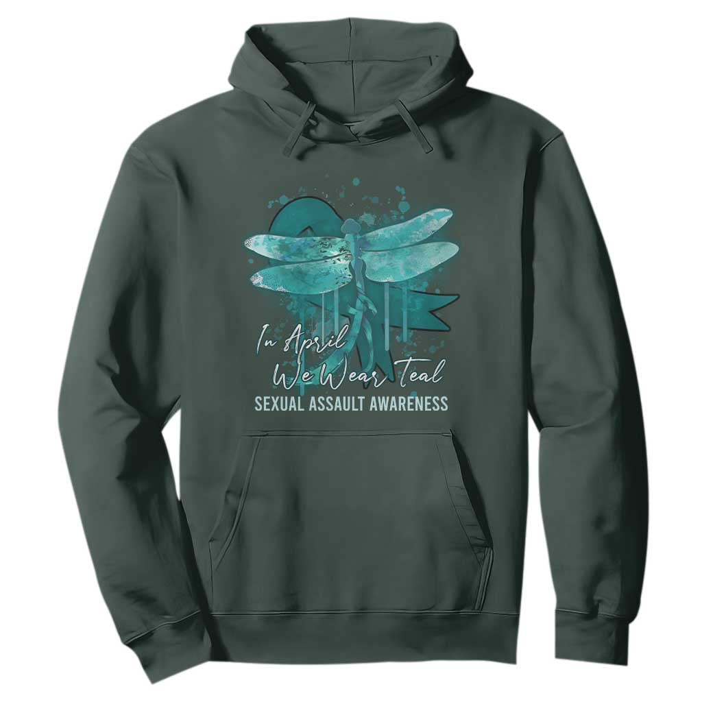 Sexual Assault Prevention Support Hoodie In April We Wear Teal Ribbon Butterfly