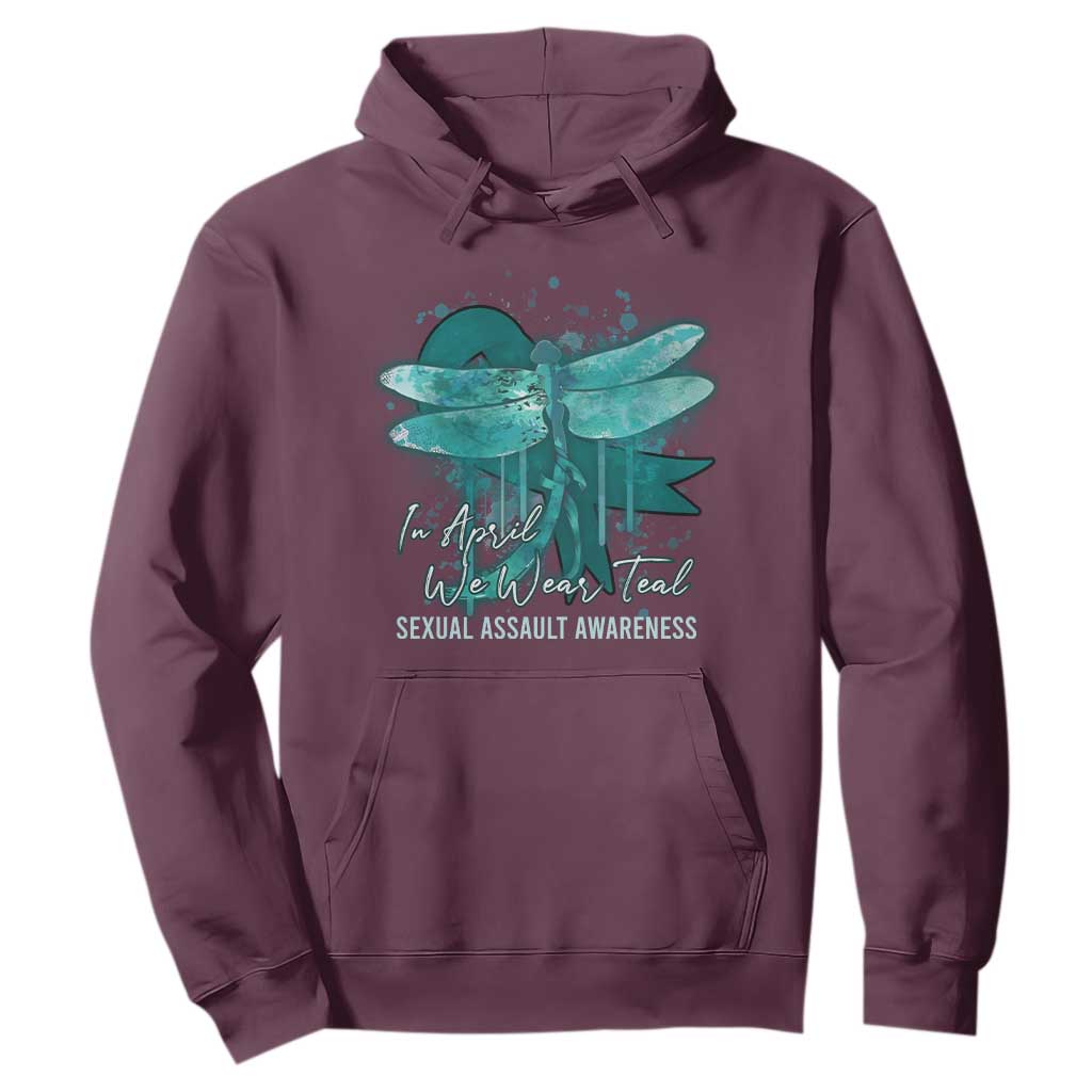 Sexual Assault Prevention Support Hoodie In April We Wear Teal Ribbon Butterfly