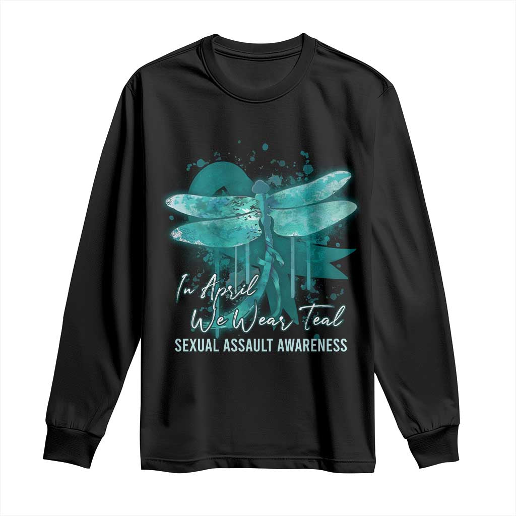 Sexual Assault Prevention Support Long Sleeve Shirt In April We Wear Teal Ribbon Butterfly