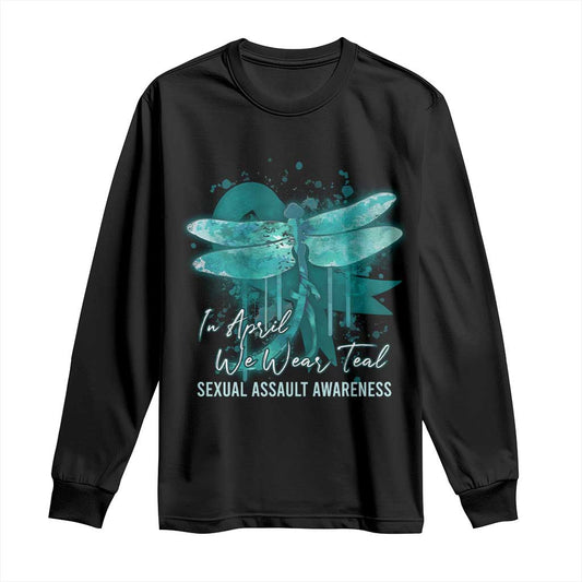 Sexual Assault Prevention Support Long Sleeve Shirt In April We Wear Teal Ribbon Butterfly