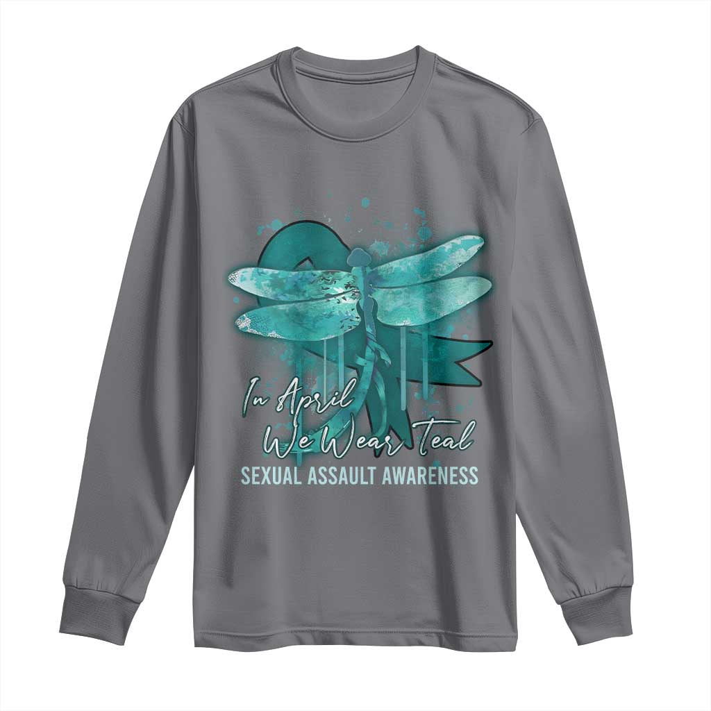 Sexual Assault Prevention Support Long Sleeve Shirt In April We Wear Teal Ribbon Butterfly