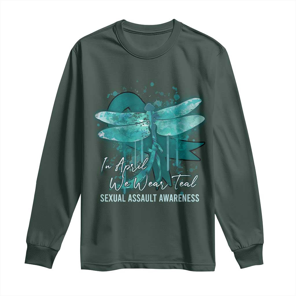 Sexual Assault Prevention Support Long Sleeve Shirt In April We Wear Teal Ribbon Butterfly