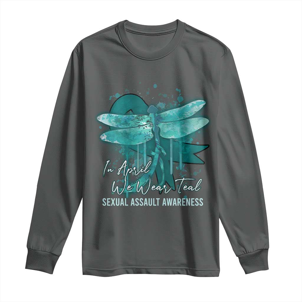 Sexual Assault Prevention Support Long Sleeve Shirt In April We Wear Teal Ribbon Butterfly