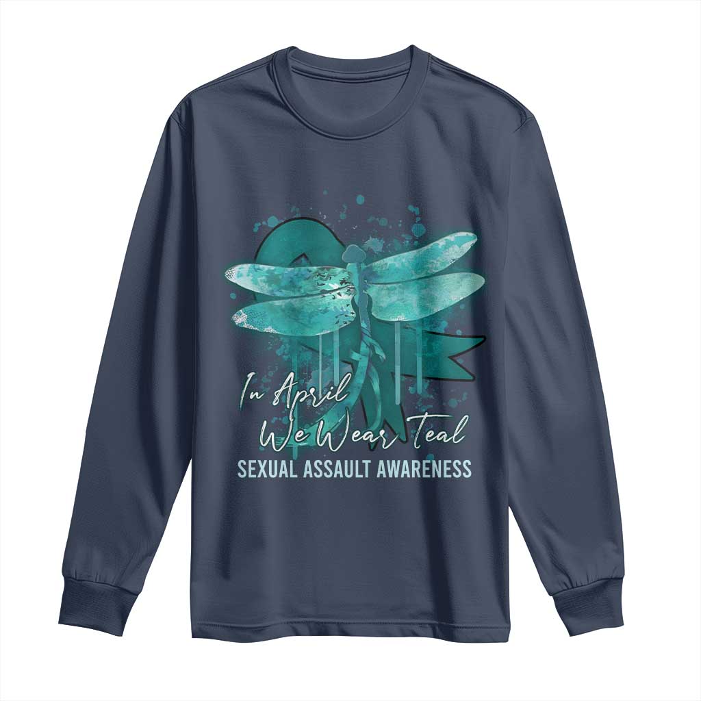 Sexual Assault Prevention Support Long Sleeve Shirt In April We Wear Teal Ribbon Butterfly