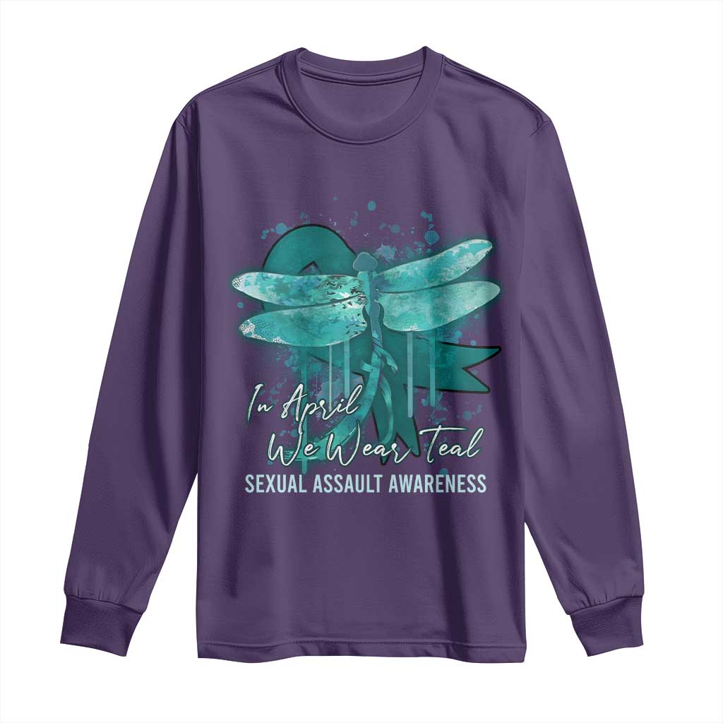 Sexual Assault Prevention Support Long Sleeve Shirt In April We Wear Teal Ribbon Butterfly