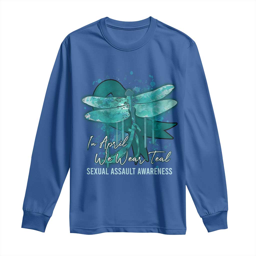 Sexual Assault Prevention Support Long Sleeve Shirt In April We Wear Teal Ribbon Butterfly