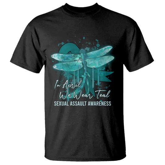 Sexual Assault Prevention Support T Shirt In April We Wear Teal Ribbon Butterfly