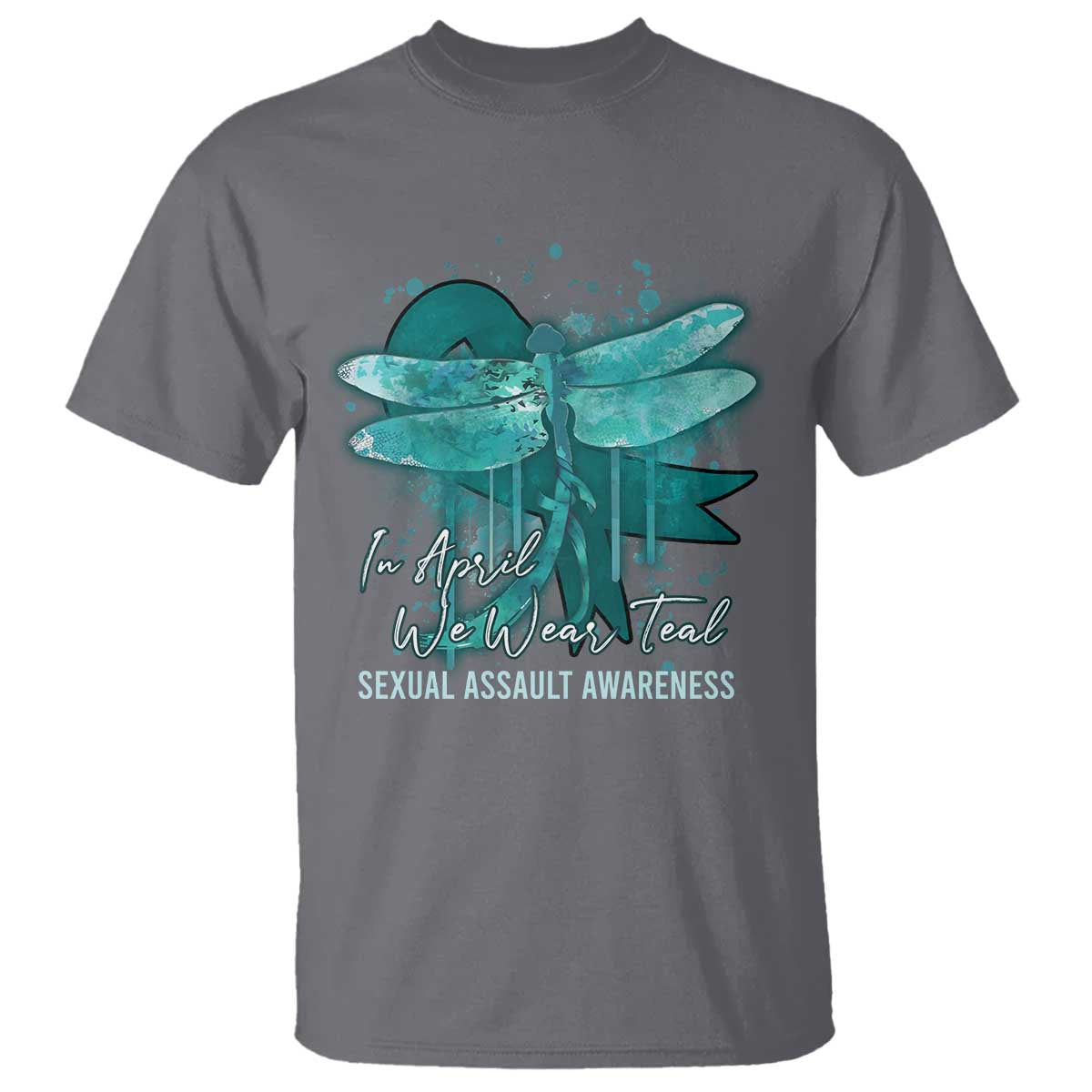 Sexual Assault Prevention Support T Shirt In April We Wear Teal Ribbon Butterfly