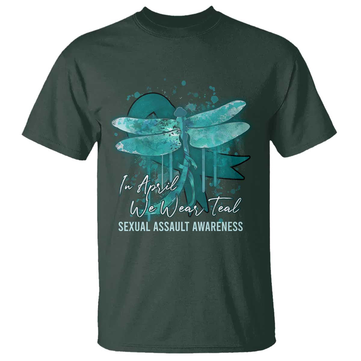 Sexual Assault Prevention Support T Shirt In April We Wear Teal Ribbon Butterfly