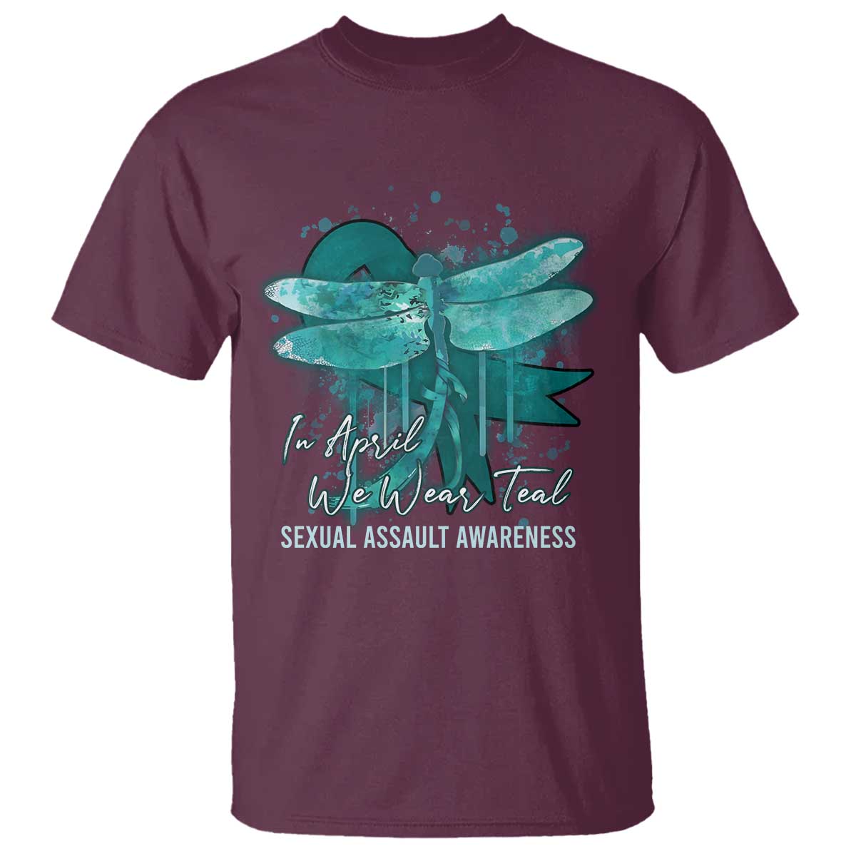 Sexual Assault Prevention Support T Shirt In April We Wear Teal Ribbon Butterfly