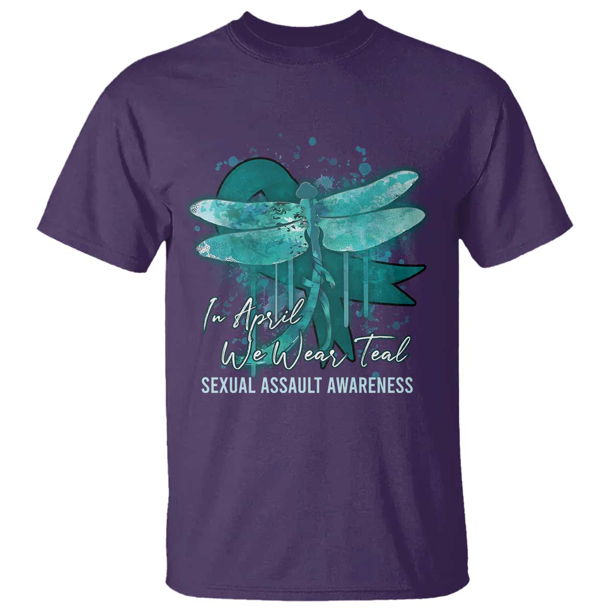 Sexual Assault Prevention Support T Shirt In April We Wear Teal Ribbon Butterfly