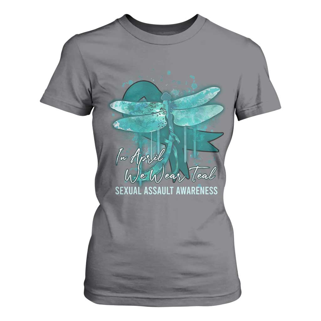 Sexual Assault Prevention Support T Shirt For Women In April We Wear Teal Ribbon Butterfly