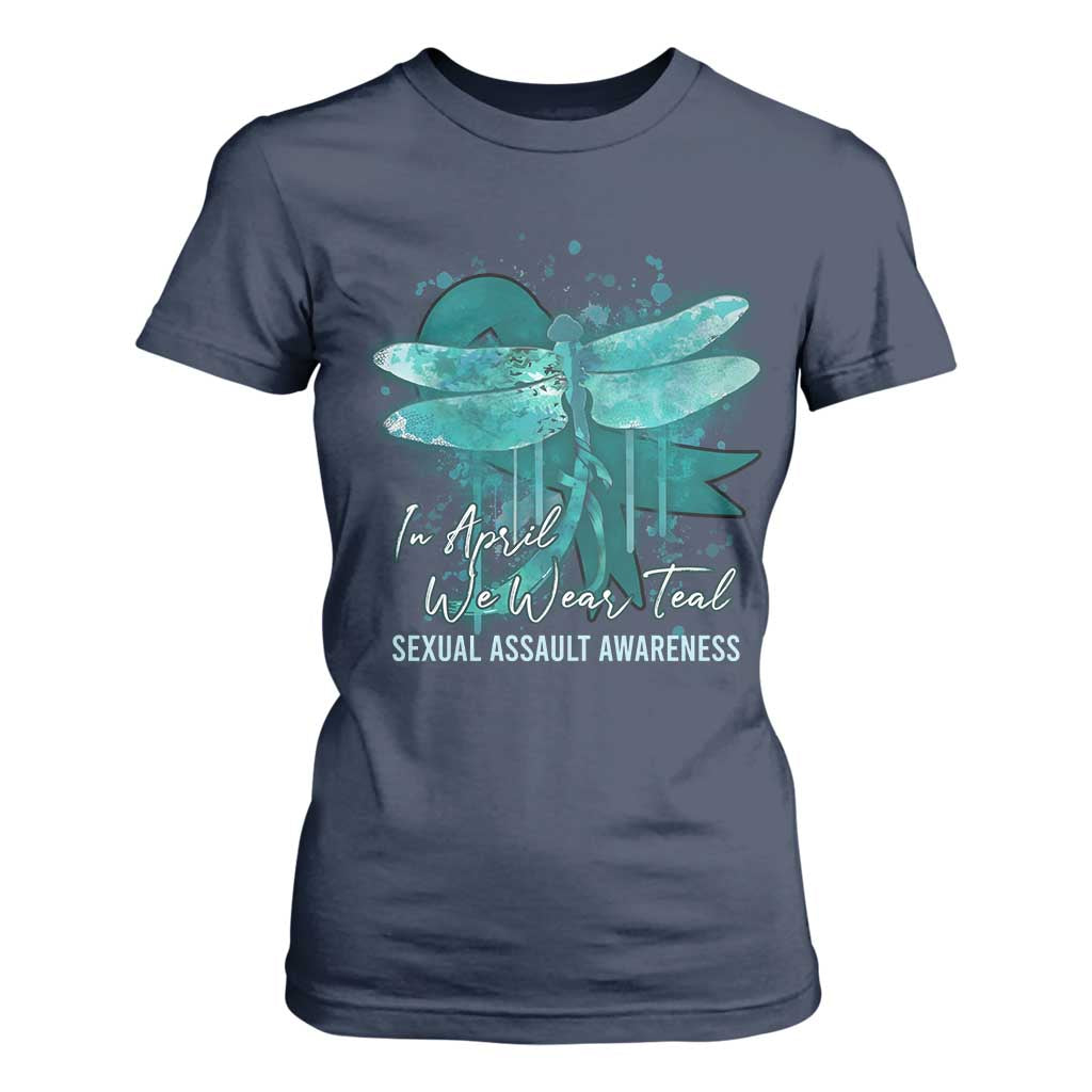 Sexual Assault Prevention Support T Shirt For Women In April We Wear Teal Ribbon Butterfly