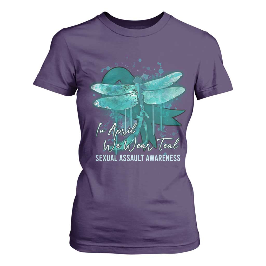 Sexual Assault Prevention Support T Shirt For Women In April We Wear Teal Ribbon Butterfly